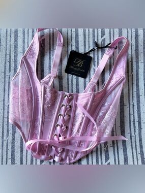 Honey Birdette Pale Pink Lace Underbust Corset Bra